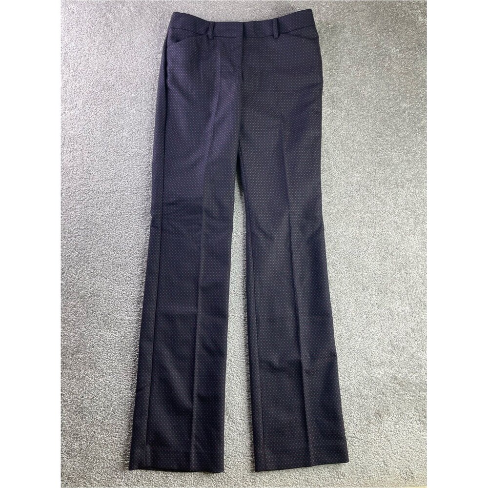 Express Editor Barely Boot Pants Women’s 2 Long Navy Geometric Print Dress Pants
